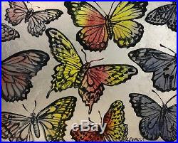 DAVID BROMLEY Butterflies Original Polymer & Silver Leaf on Canvas 120 x 150cm