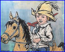 DAVID BROMLEY Children Series Cowboy Original Acrylic on Canvas 120cm x 150cm