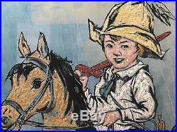 DAVID BROMLEY Children Series Cowboy Original Acrylic on Canvas 120cm x 150cm