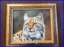 DAVID STRIBBLING, Original Oil on Canvas, Lynx Wild Cat, Signed