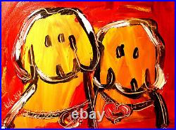 DOGS Abstract Modern CANVAS Original Oil Painting h7REERGTH