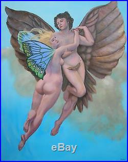 David Aldus Original Very Large Oil On Canvas Nude Pysche Painting