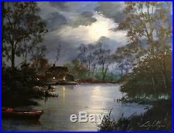 Digby Page Original Acrylic on Canvas'Cottage In The Moonlight' size 16 x 20