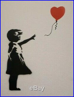 Dismaland Art Banksy Girl With Balloon Canvas Coa Original Un Signed Artwork