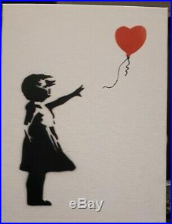 Dismaland Art Banksy Girl With Balloon Canvas Coa Original Un Signed Artwork