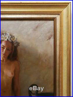 Dmitri Kalujni, Signed Original Classical Oil Painting On Canvas Of A Nude Nymph