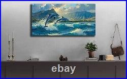 Dolphin Painting, Dolphin Wall Art, Animal Decor, Dolphins in the Ocean Hawaii