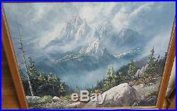 Don Foster Large Original Oil On Canvas Mountain Landscape Painting Dated 1983