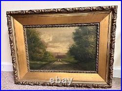Durant oil on canvas signed 19th C Gilt Frame Gorgeous Pastoral Original
