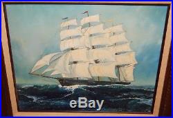 E. R. Caldwell Clipper Ship Vintage Original Oil On Canvas Seascape Painting
