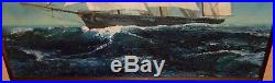 E. R. Caldwell Clipper Ship Vintage Original Oil On Canvas Seascape Painting