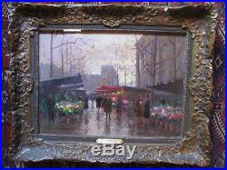 EDOUARD CORTES 1887-1969 Fine Original Oil on Canvas French MARCHE Aux FLEURS