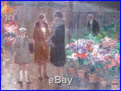 EDOUARD CORTES 1887-1969 Fine Original Oil on Canvas French MARCHE Aux FLEURS