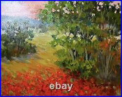 EVA SZORC Landscape Painting Original Oil On Canvas Poppy Convention 20 x 16