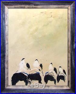Earl Biss Untitled Original Oil Painting on Canvas Horses Hand Signed framed