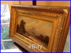 Early Original Oil on Canvas Cabin by the Lake Painting, Signed G. Seager