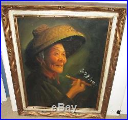 Eastman Elder Chinese Woman Smoking Original Oil On Canvas Painting