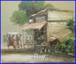 Edgardo Sarmiento Philippines Store Front Scene Original Oil On Canvas Painting