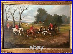 English Hunting/Hunt Party With Hounds Oil Painting-James Clark