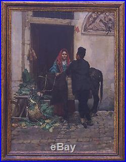 Enrico MALTESE (Italian 1862-1920) old original oil on canvas painting antique