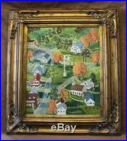 Estate Found Original Vintage City Scene Oil Painting on Canvas (Framed)