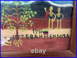 Esteban Mendoza 1976 Paint on Canvas Venezuela 20 X 23 Art Naive Folk Landscape