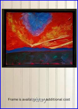 Estrella Mountain Sunset 14X11 Acrylic AbstractExpressionist Painting on Canvas