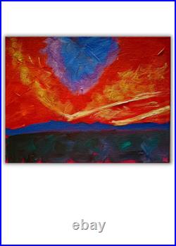 Estrella Mountain Sunset 14X11 Acrylic AbstractExpressionist Painting on Canvas