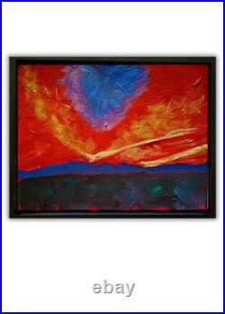 Estrella Mountain Sunset 14X11 Acrylic AbstractExpressionist Painting on Canvas