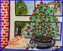 Expressionist oil painting still life signed