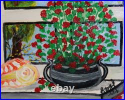 Expressionist oil painting still life signed