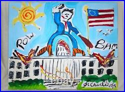 FIGHT FIGHT FIGHT PRESIDENT TRUMP DRAINS THE SWAMP Jr CHARLIE AMERICAN FOLK ART