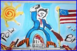 FIGHT FIGHT FIGHT PRESIDENT TRUMP DRAINS THE SWAMP Jr CHARLIE AMERICAN FOLK ART