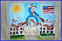 FIGHT FIGHT FIGHT PRESIDENT TRUMP DRAINS THE SWAMP Jr CHARLIE AMERICAN FOLK ART