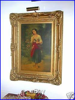 FINE AFTER ADOLPHE WILLIAM BOUGUEREAU ANTIQUE OIL PAINTING CIRCA 1800's