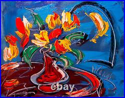 FLOWERS VASE ART Painting on canvas IMPRESSIONIST ART BY MARK KAZAV