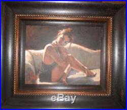 Fabian Perez'Paola on the Couch II' Original acrylic on canvas 18 x 14