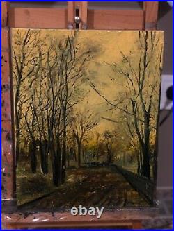 Fall park Original Oil Painting Cityscape Old City Art on Canvas