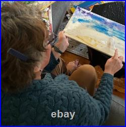 Fantasy Worlds 11 X 14 Space Neo Impressionist Modern Acrylic Painting Canvas