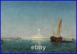 Felix Ziem French 1821-1911 Oil on Canvas Painting seascape in Venice