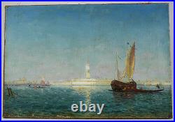 Felix Ziem French 1821-1911 Oil on Canvas Painting seascape in Venice