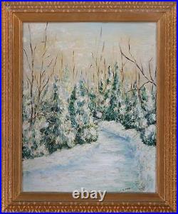 Female Impressionist Evelyn Martin landscape Snow w Evergreen trees American