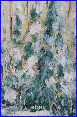 Female Impressionist Evelyn Martin landscape Snow w Evergreen trees American