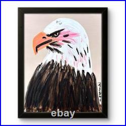 Fierce Bald Eagle Port Expressionist Art 11x14 Canvas Acrylic Original Painting