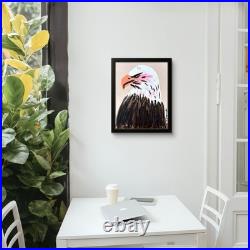 Fierce Bald Eagle Port Expressionist Art 11x14 Canvas Acrylic Original Painting