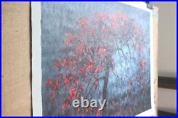 Fine art landscape original oil painting on canvas tree at the night 24x36