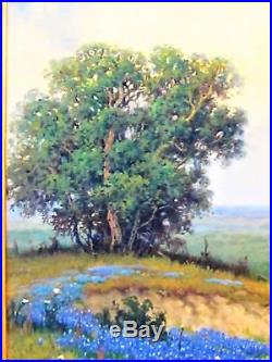 Fine&important Texas Bluebonnets Original Oil On Canvas Painting By Cal Gaspard