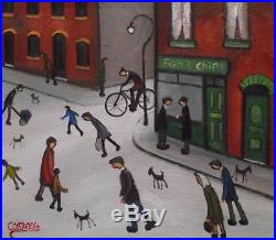 Fish & Chips Original Northern Art Oil Painting on Canvas COSA