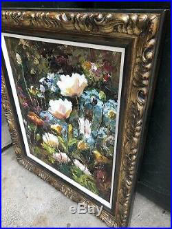 Floral, European Fine Art Knife, Oil on Canvas Original Framed