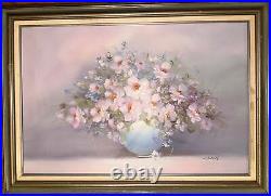 Flower Painting Oil On Canvas Realism 44 x 32 Vintage